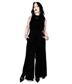 Foxblood Black Wrap Front Wide Leg Pants - Unique Vintage - Womens, BOTTOMS, PANTS