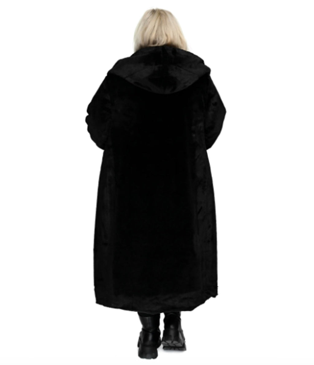 Foxblood Plus Size Black Faux Fur Thora Coat - Unique Vintage - Womens, TOPS, OUTERWEAR