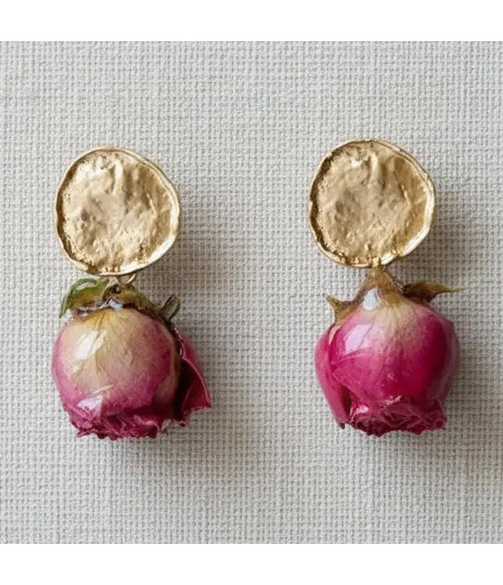 French Vintage Dried Flower Earrings - Unique Vintage - Womens, ACCESSORIES, JEWELRY