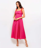 Fuchsia Evening Delights Woven Midi Dress - Unique Vintage - Womens, DRESSES, MIDI