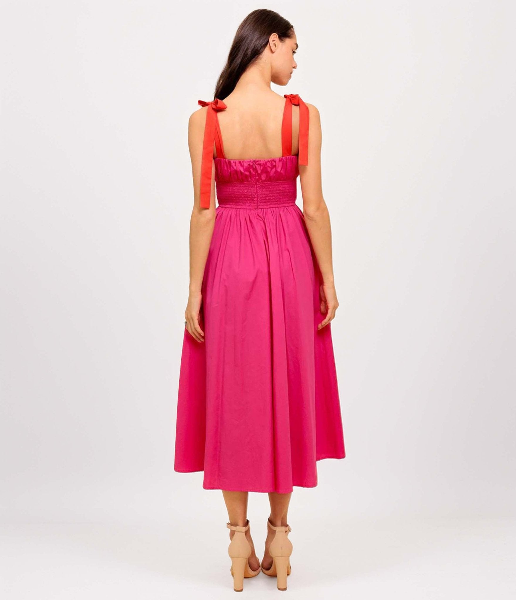 Fuchsia Evening Delights Woven Midi Dress - Unique Vintage - Womens, DRESSES, MIDI