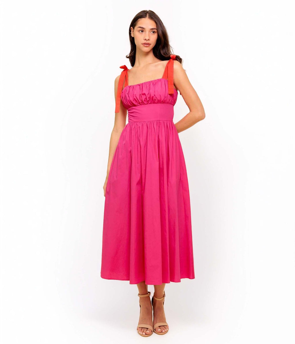 Fuchsia Evening Delights Woven Midi Dress - Unique Vintage - Womens, DRESSES, MIDI
