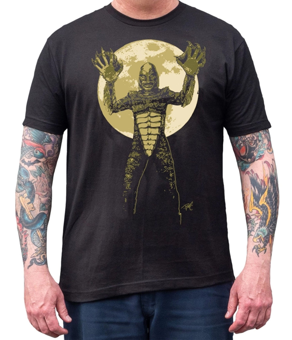 Full Moon Creature from the Black Lagoon Unisex Graphic Tee - Unique Vintage - Mens
