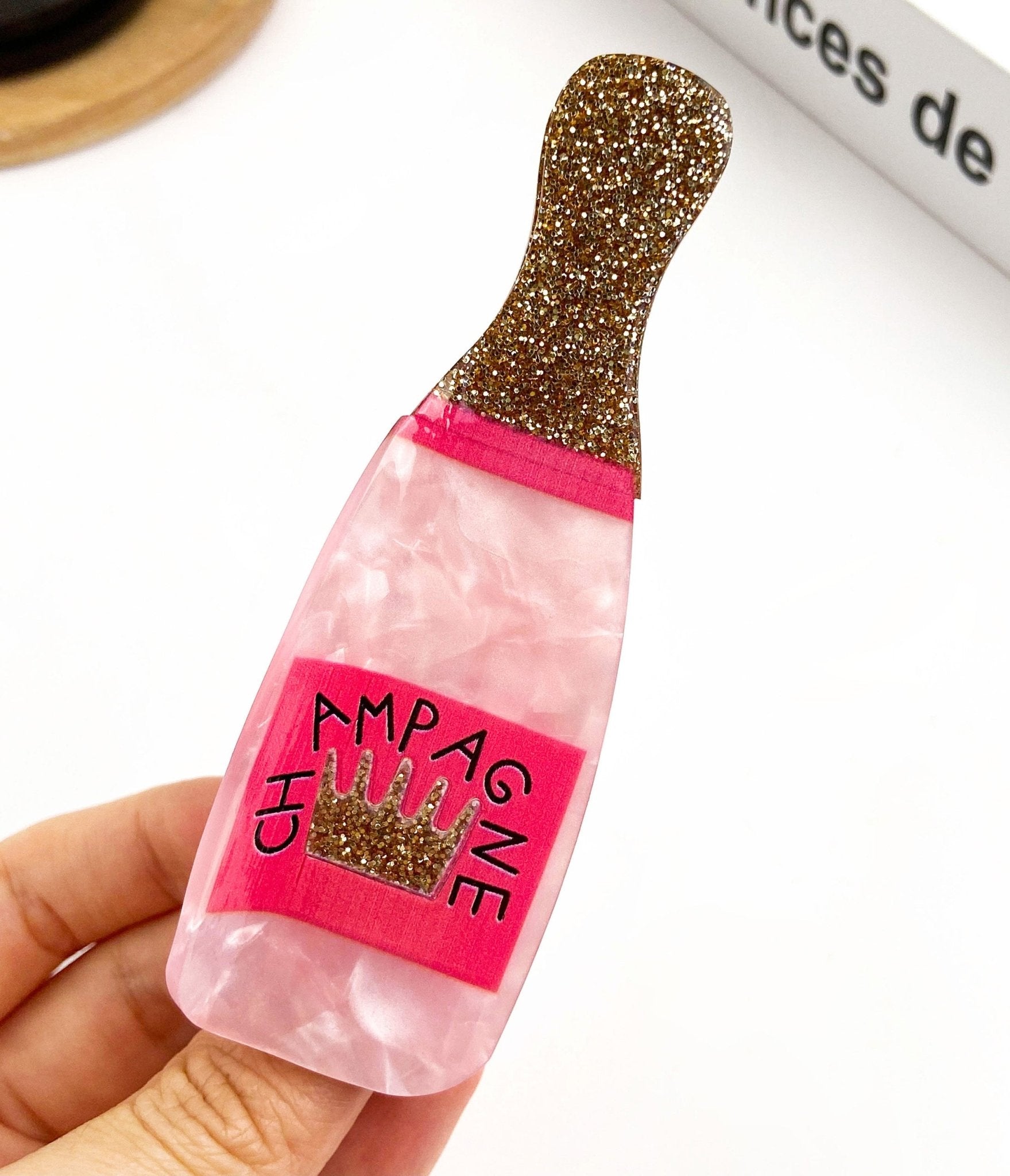 Glitter Champagne Bottle Hair Clip - Unique Vintage - Womens, ACCESSORIES, HAIR