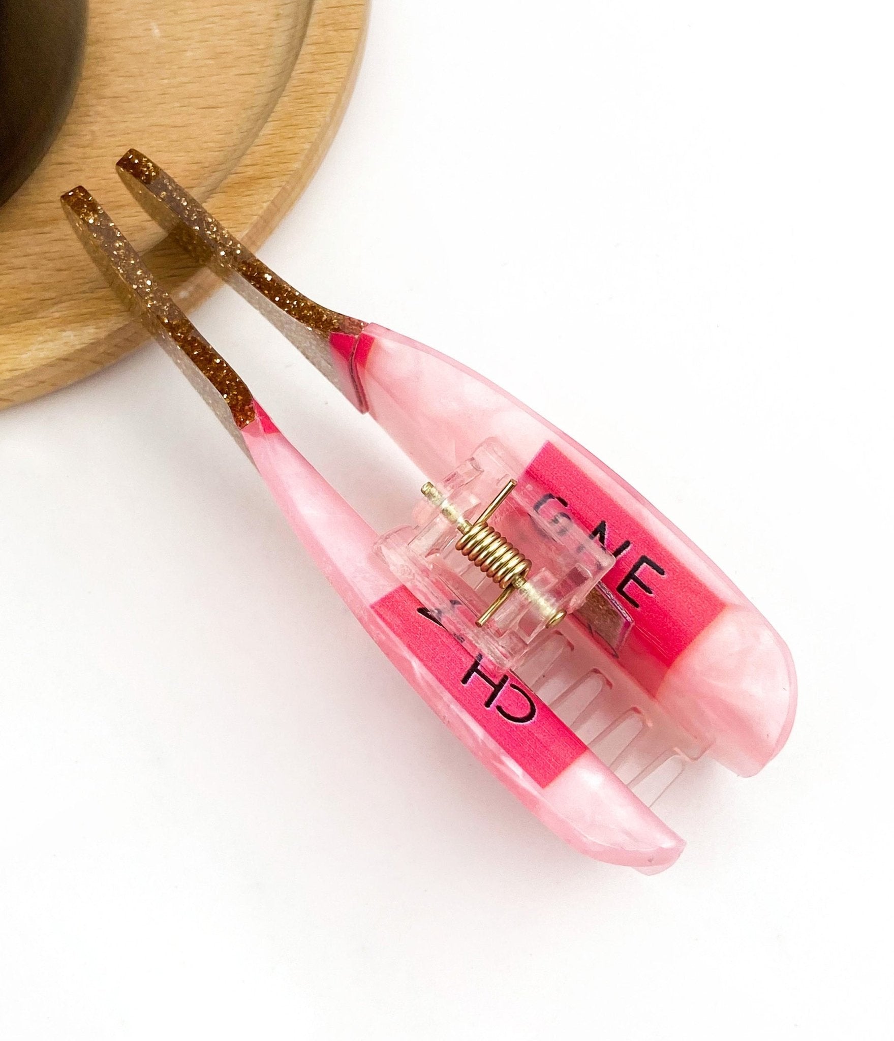 Glitter Champagne Bottle Hair Clip - Unique Vintage - Womens, ACCESSORIES, HAIR