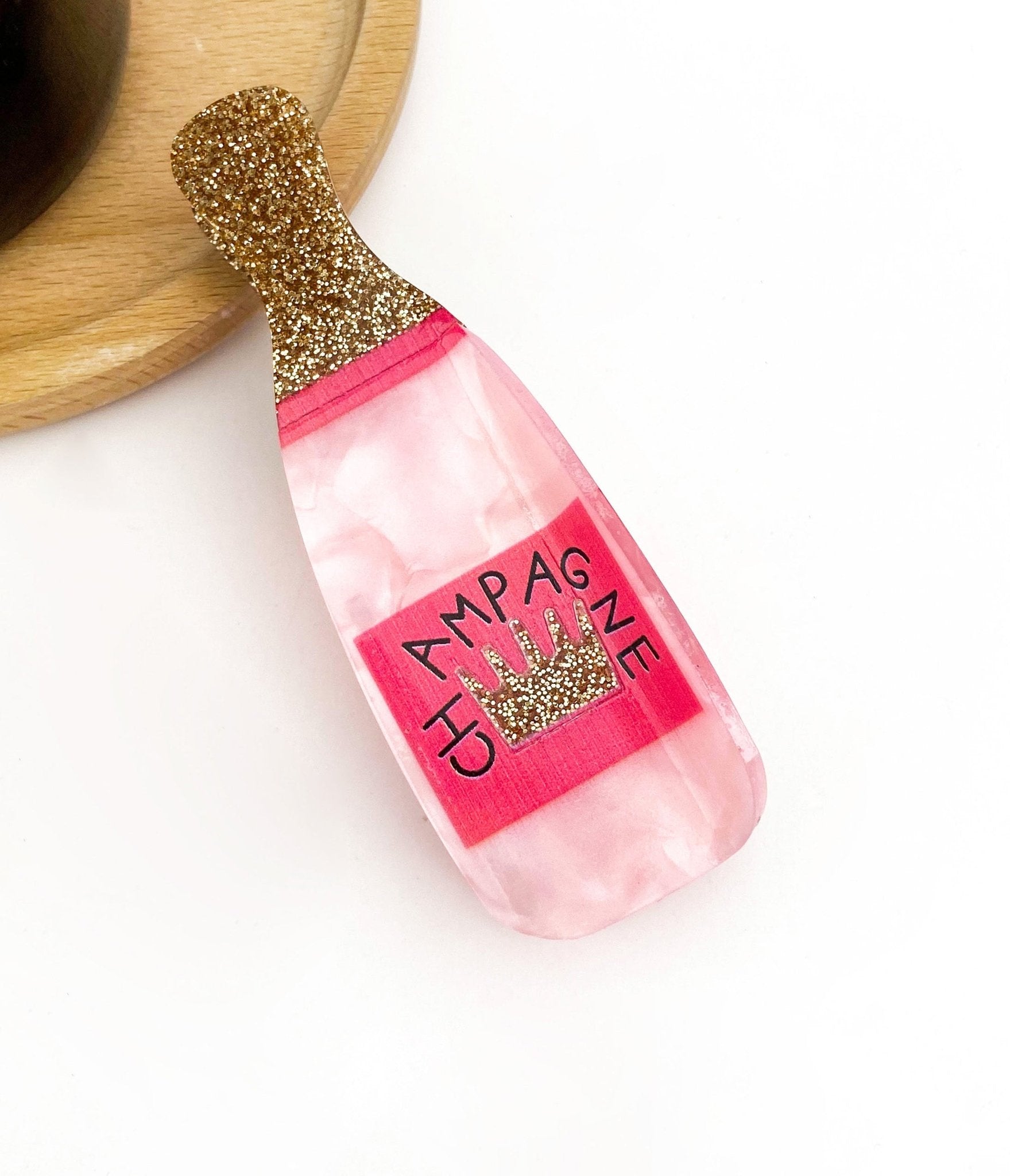 Glitter Champagne Bottle Hair Clip - Unique Vintage - Womens, ACCESSORIES, HAIR
