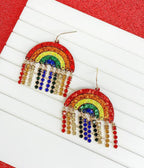 Glitter Rainbow Rhinestone Dangle Earrings - Unique Vintage - Womens, ACCESSORIES, JEWELRY