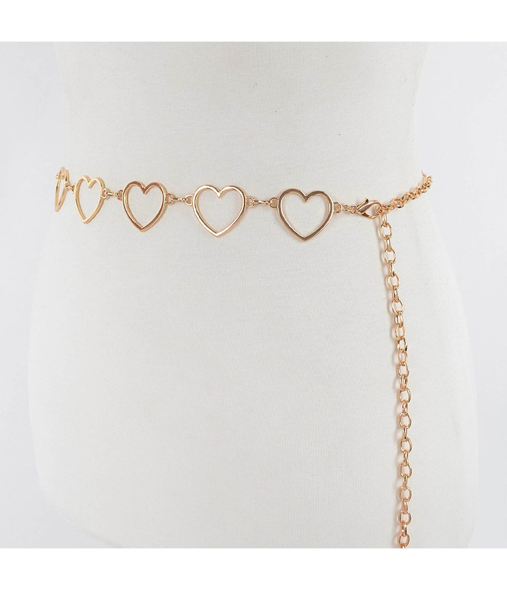 Gold Heart Chain Belt - Unique Vintage - Womens, ACCESSORIES, BELTS