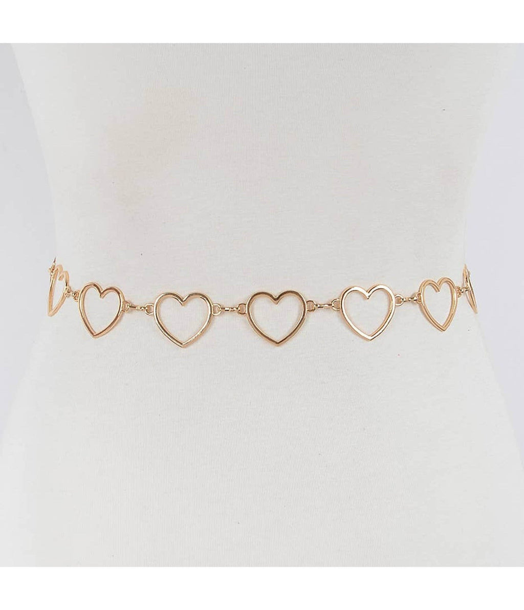 Gold Heart Chain Belt - Unique Vintage - Womens, ACCESSORIES, BELTS