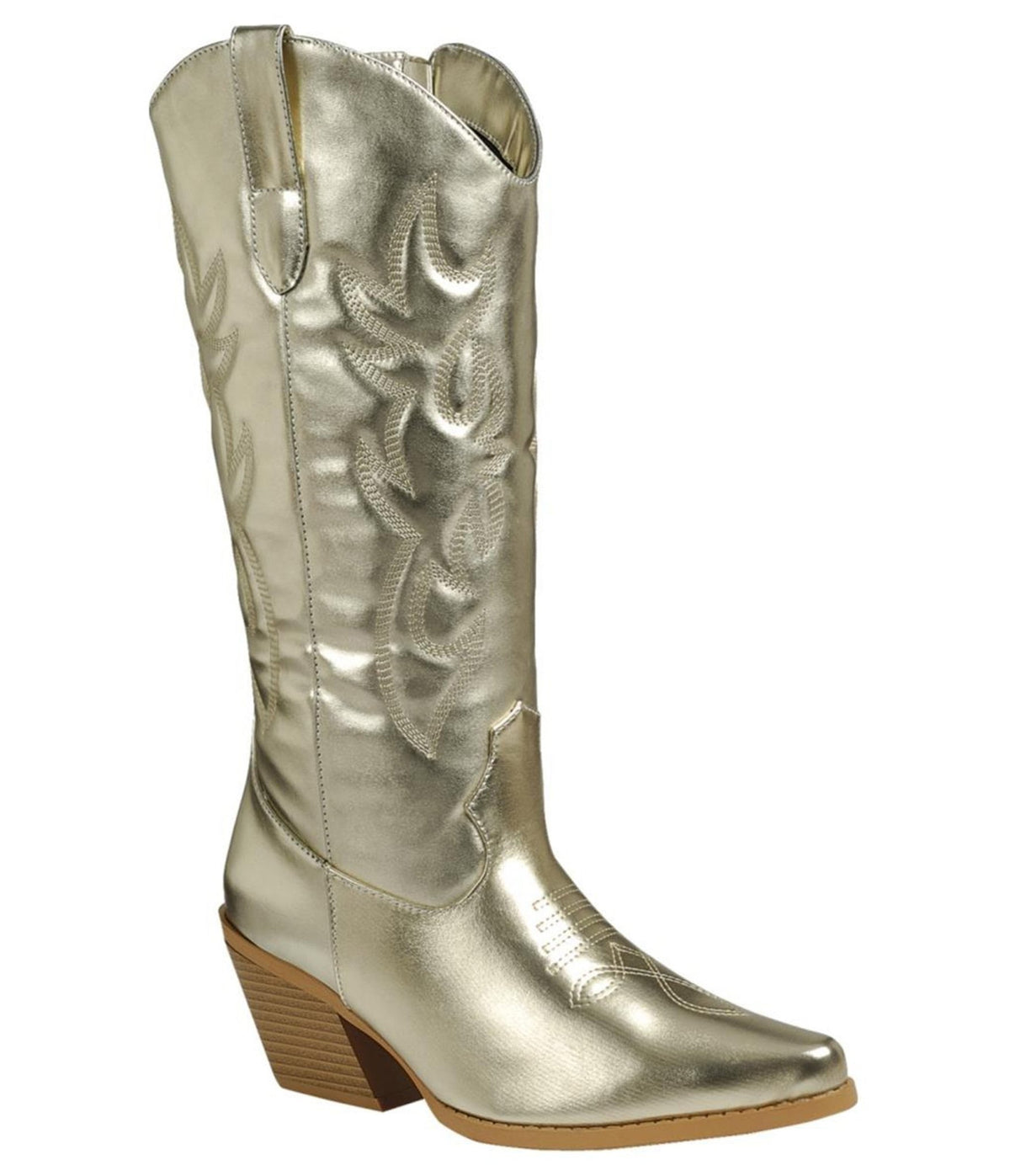 Gold Metallic Embroidered Cowboy Boots - Unique Vintage - Cowboy Boots