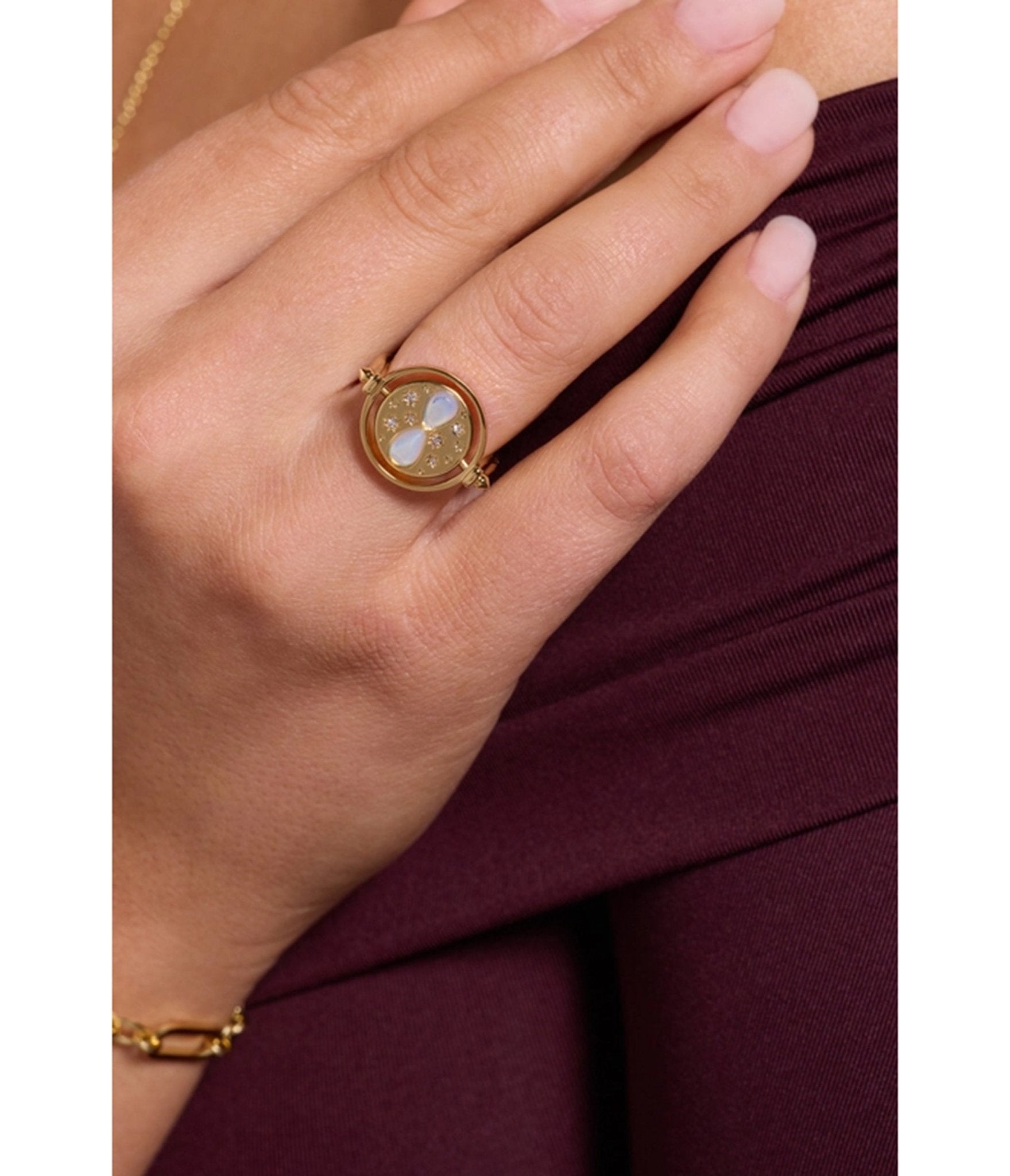 Gold Plated Harry Potter™ Time Turner Flip Ring - Unique Vintage - Womens, ACCESSORIES, JEWELRY