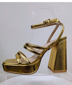Gold Platform Heels - Unique Vintage - Womens, SHOES, HEELS