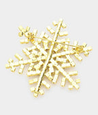 Gold Rhinestone Snowflake Brooch - Unique Vintage - Womens, ACCESSORIES, JEWELRY