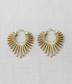 Gold Sunburst Hoop Earrings - Unique Vintage - Womens, ACCESSORIES, JEWELRY