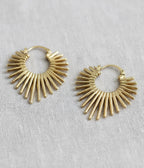 Gold Sunburst Hoop Earrings - Unique Vintage - Womens, ACCESSORIES, JEWELRY