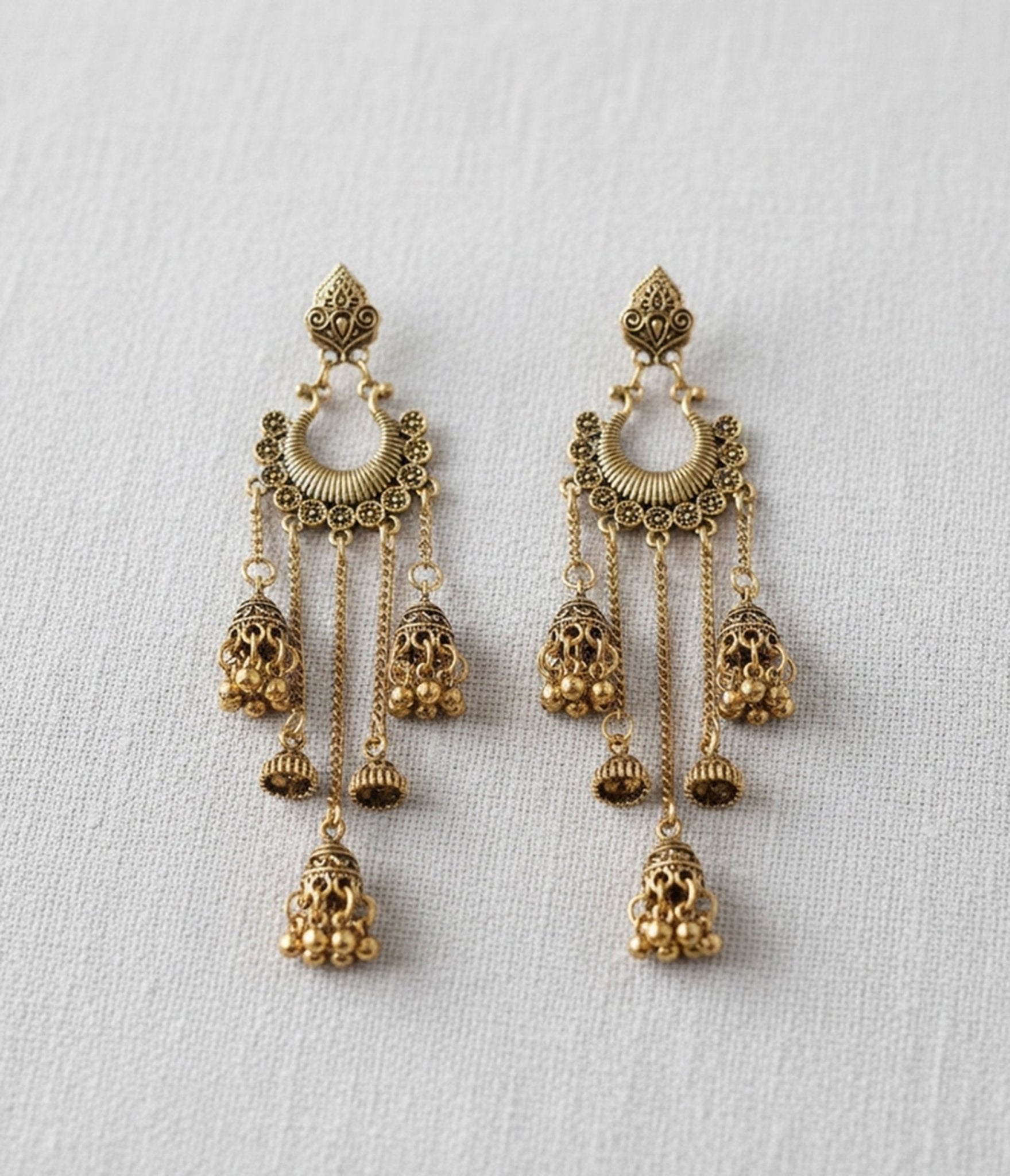 Gold Tone Filigree Tassel Dangle Earrings - Unique Vintage - Womens, ACCESSORIES, JEWELRY