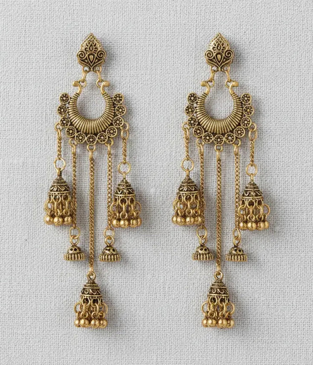 Gold Tone Filigree Tassel Dangle Earrings - Unique Vintage - Womens, ACCESSORIES, JEWELRY