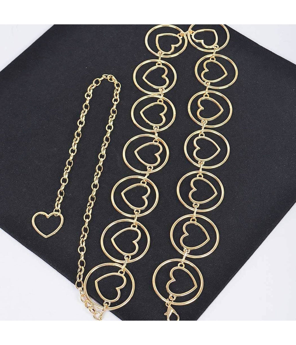 Gold Tone Heart Shape Metal Chain Belt – Unique Vintage