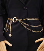 Gold Tone Moon Multi Layered Chain Belt - Unique Vintage - Womens, ACCESSORIES, BELTS