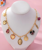 Gold Tone Multi Charm Necklace - Unique Vintage - Womens, ACCESSORIES, JEWELRY