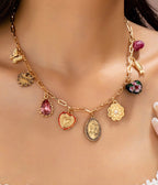 Gold Tone Multi Charm Necklace - Unique Vintage - Womens, ACCESSORIES, JEWELRY