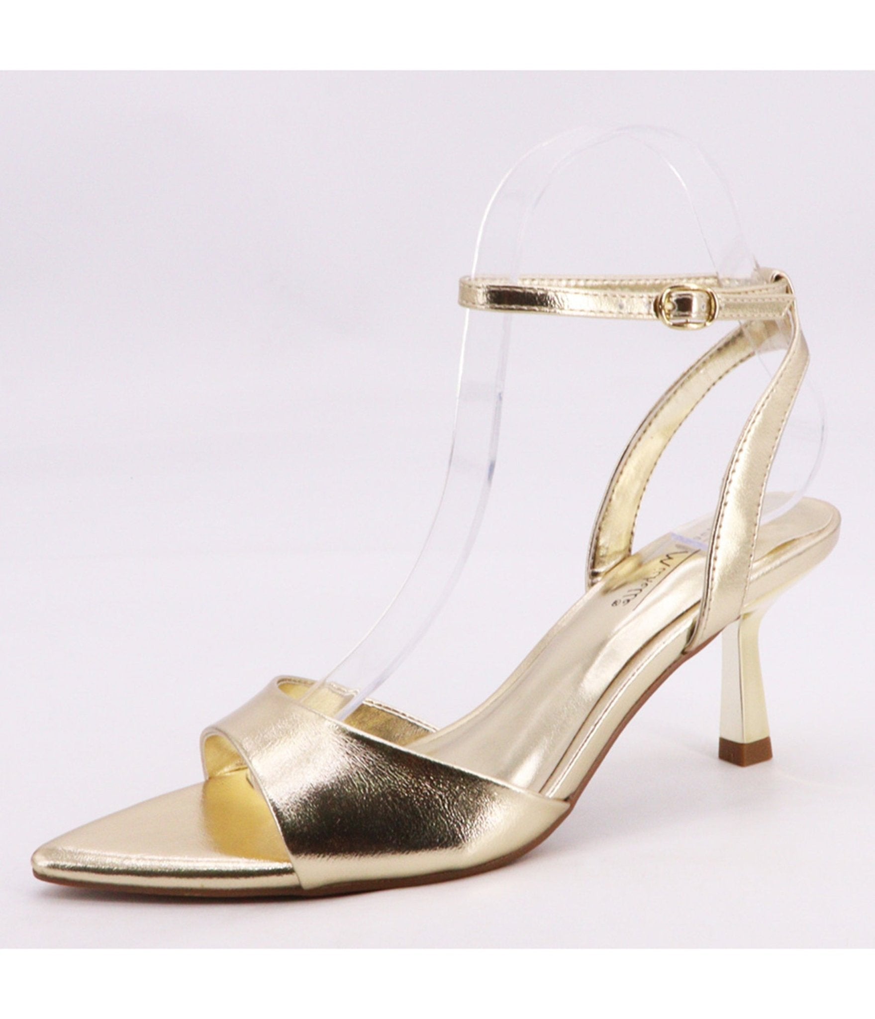 Gold Tone Pointed Toe Kitten Heels - Unique Vintage - Womens, SHOES, HEELS