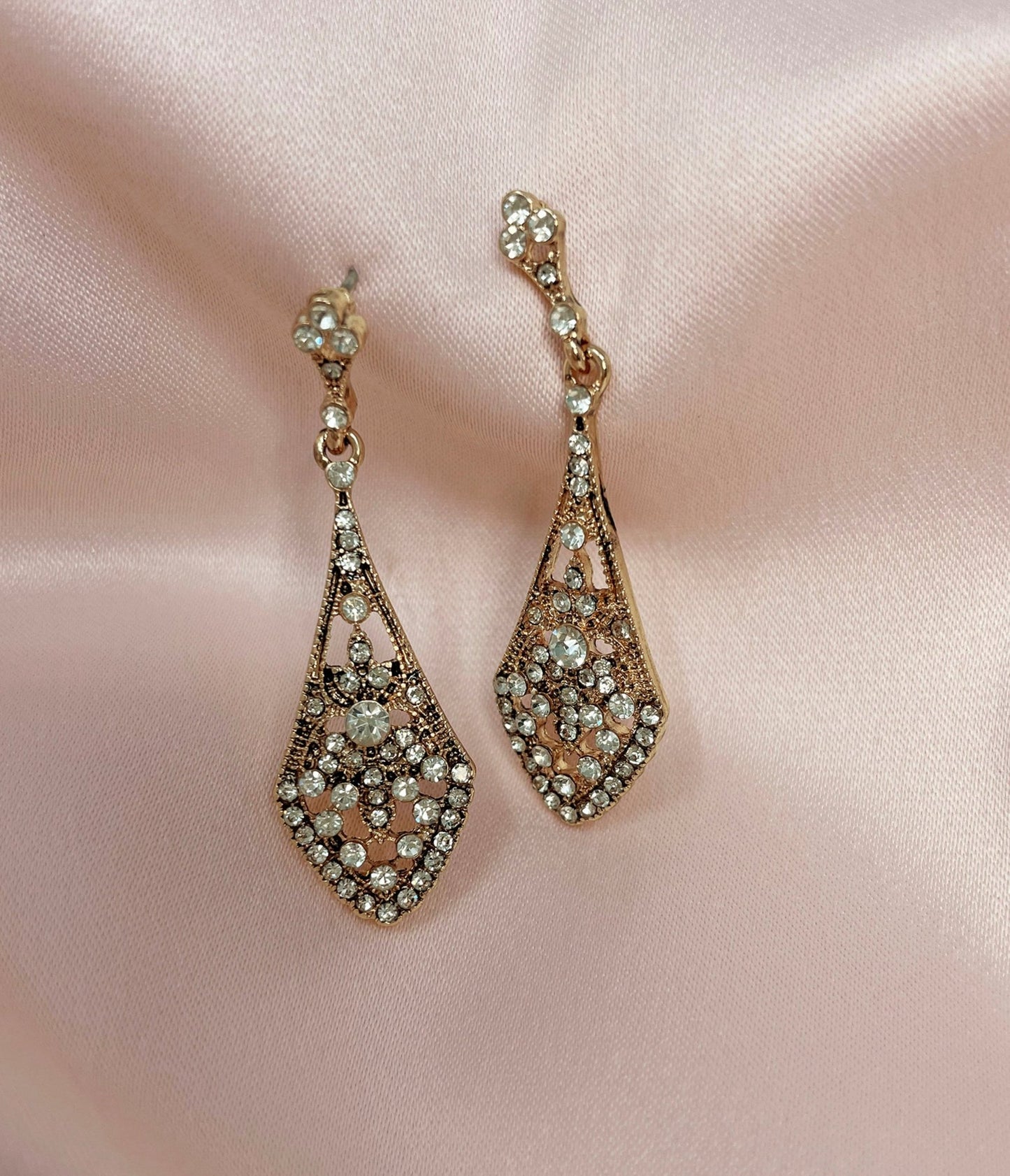 Gold Vintage Art Deco Earrings - Unique Vintage - Womens, ACCESSORIES, JEWELRY