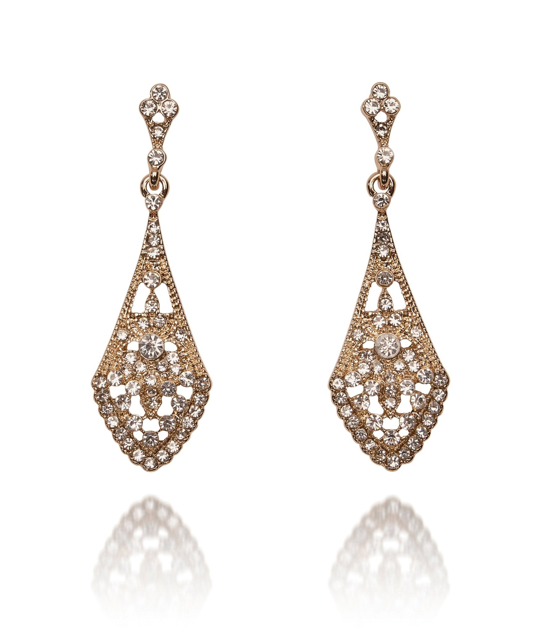 Gold Vintage Art Deco Earrings - Unique Vintage - Womens, ACCESSORIES, JEWELRY