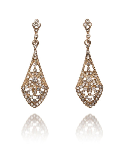 Gold Vintage Art Deco Earrings - Unique Vintage - Womens, ACCESSORIES, JEWELRY