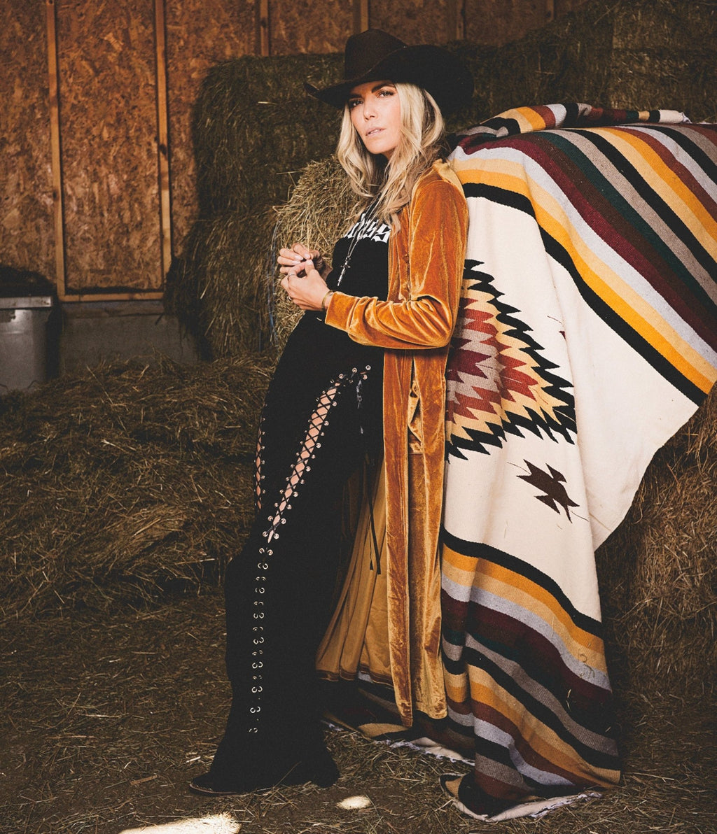 Golden Yellow Velvet Kimono - Unique Vintage - Womens, TOPS, OUTERWEAR