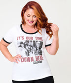 Goonies x Unique Vintage Its Our Time Down Here Graphic Ringer Tee - Unique Vintage - Graphic Tees
