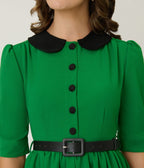 Green & Black Collared Swing Dress - Unique Vintage - Womens, DRESSES, FIT AND FLARE