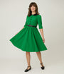 Green & Black Collared Swing Dress