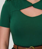 Green Cutout Cotton Top - Unique Vintage - Womens, TOPS, SHIRTS