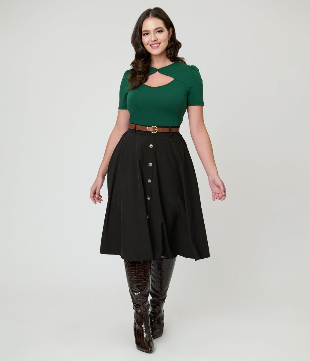 Green Cutout Cotton Top - Unique Vintage - Womens, TOPS, SHIRTS