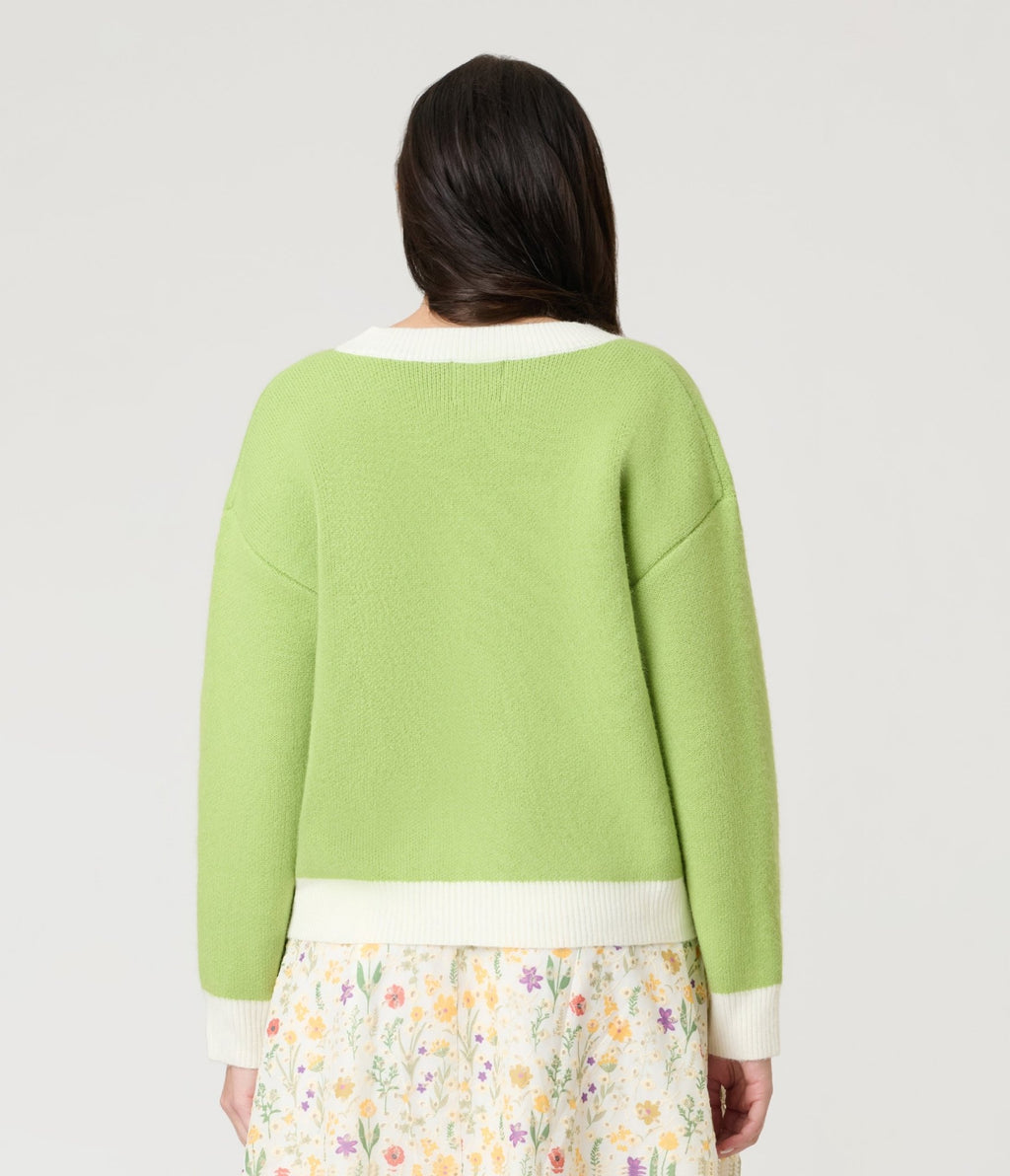 Green Friendly Frog Cardigan - Unique Vintage - Womens, TOPS, SWEATERS