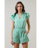 Green Gingham Ruffle Tamara Top - Unique Vintage - Womens, TOPS, SHIRTS