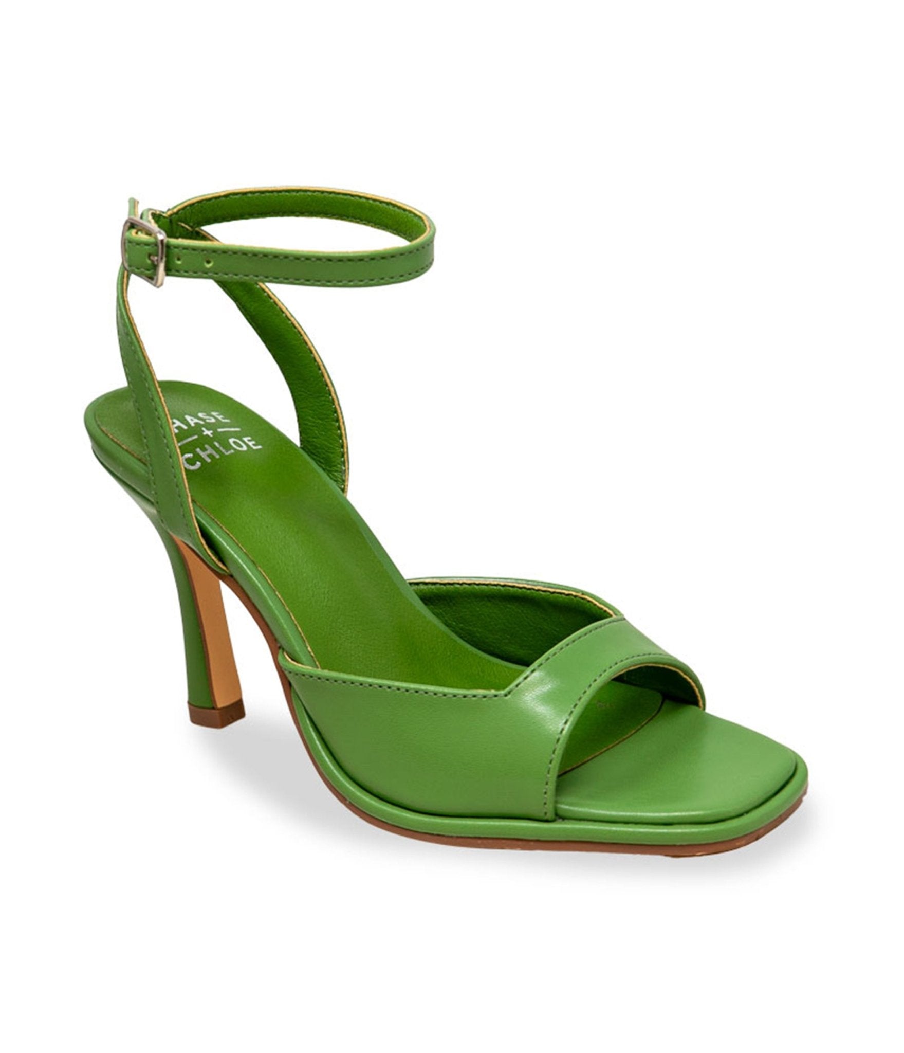 Green Leatherette Ankle Strap Heels - Unique Vintage - Womens, SHOES, HEELS