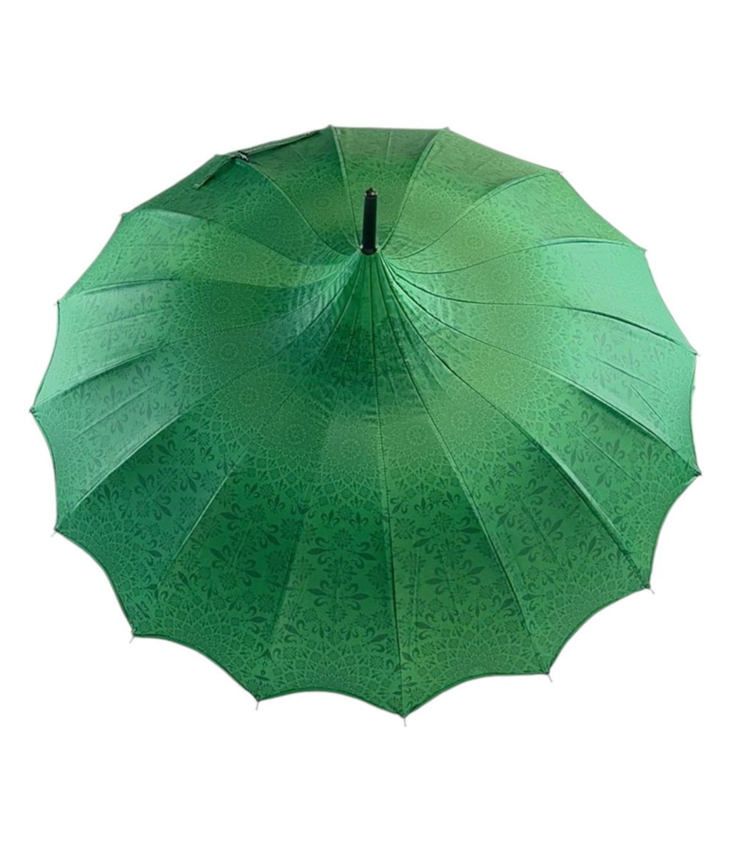 Green Pagoda Umbrella - Unique Vintage - Womens, ACCESSORIES, UMBRELLAS