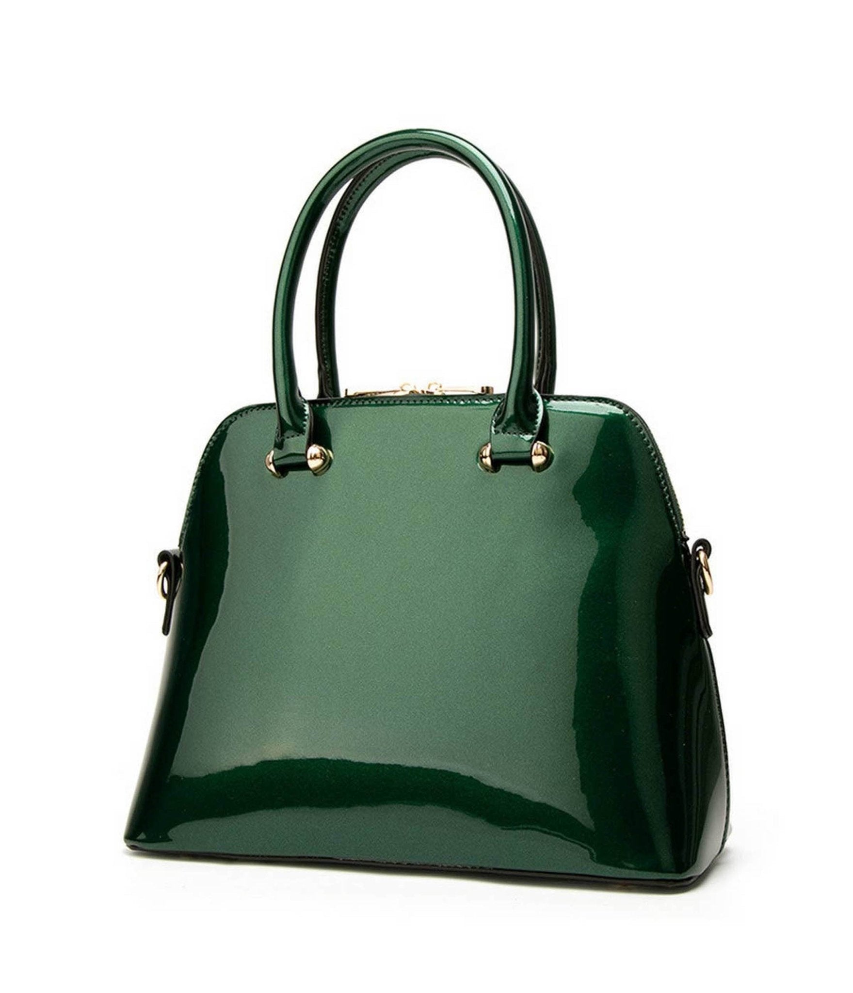 Green Patent Leatherette Classic Handbag - Unique Vintage - Womens, ACCESSORIES, HANDBAGS