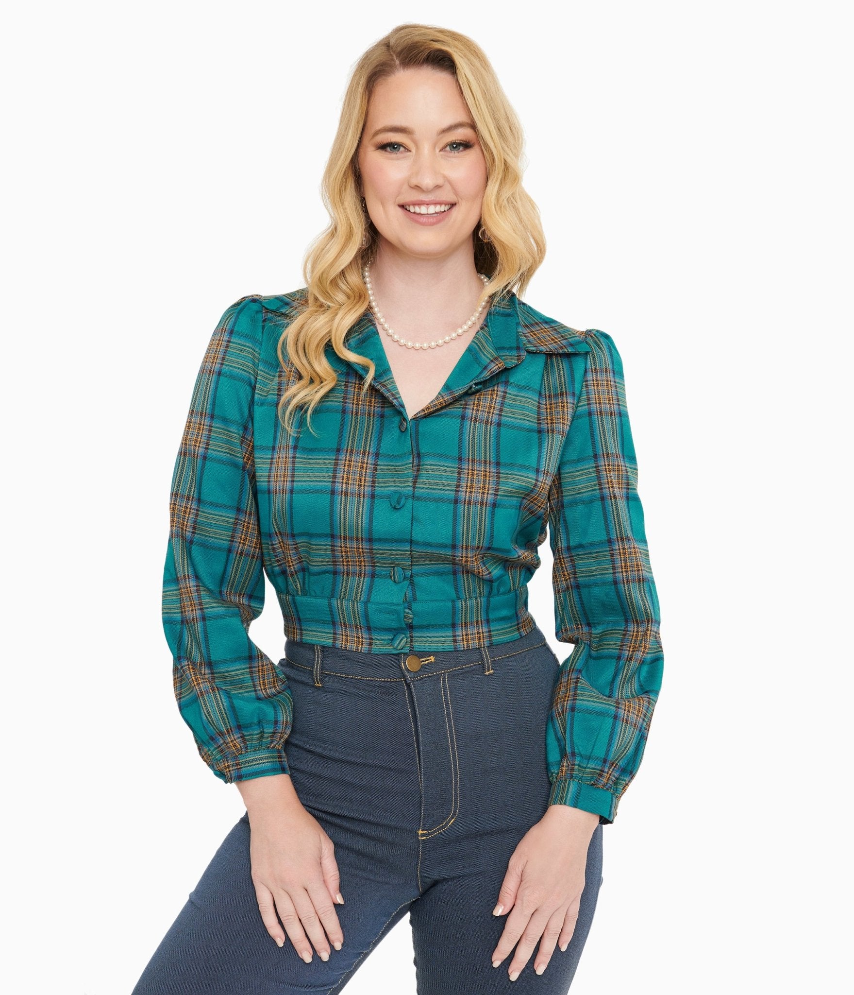 Green Plaid Rosie Bomber Jacket - Unique Vintage - Womens, TOPS, OUTERWEAR