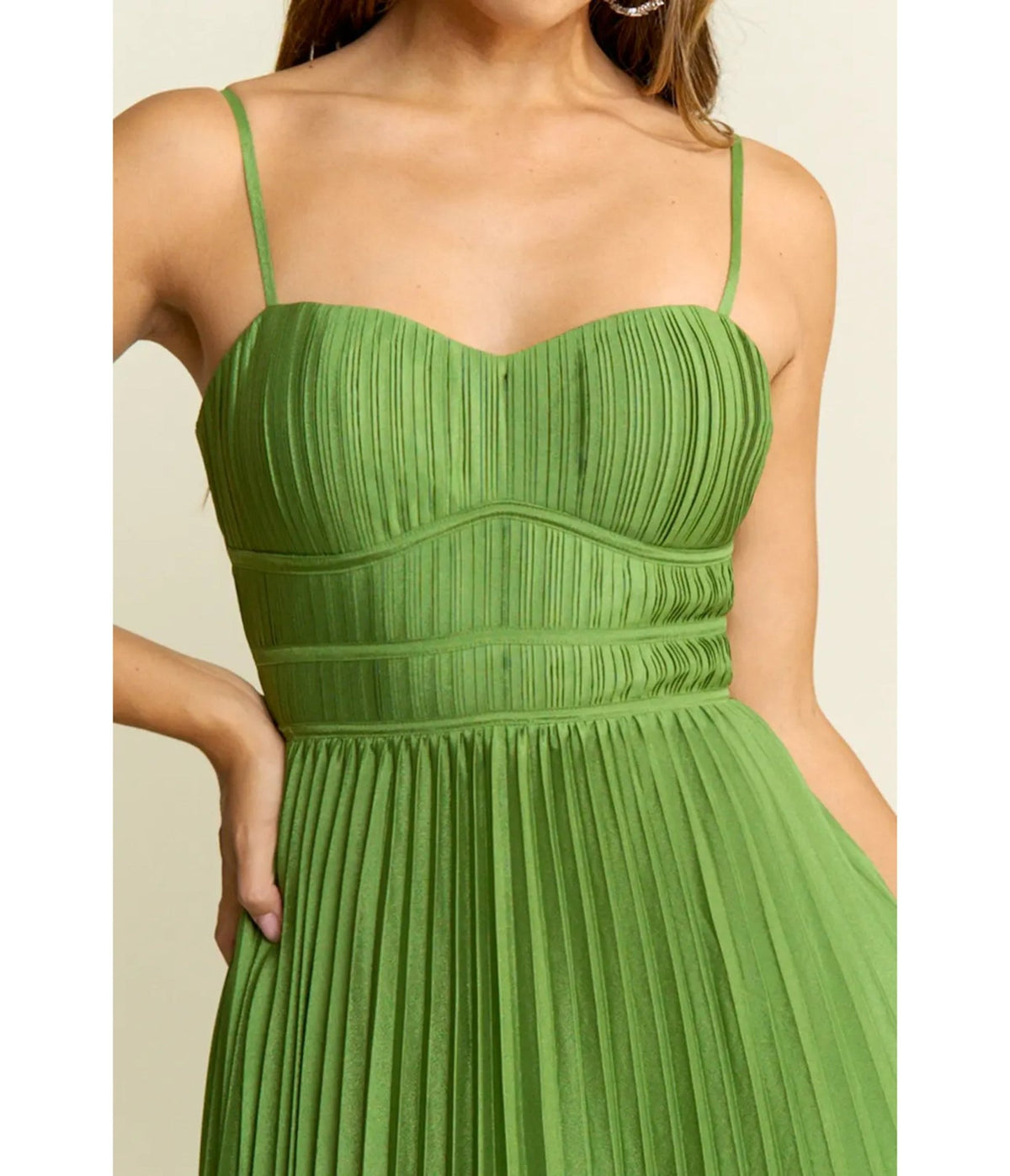 Green Pleated Tie Back Maxi Dress - Unique Vintage - Maxi Dresses