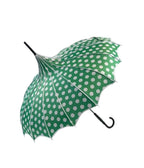 Green Polka Dot Pagoda Umbrella - Unique Vintage - Womens, ACCESSORIES, UMBRELLAS