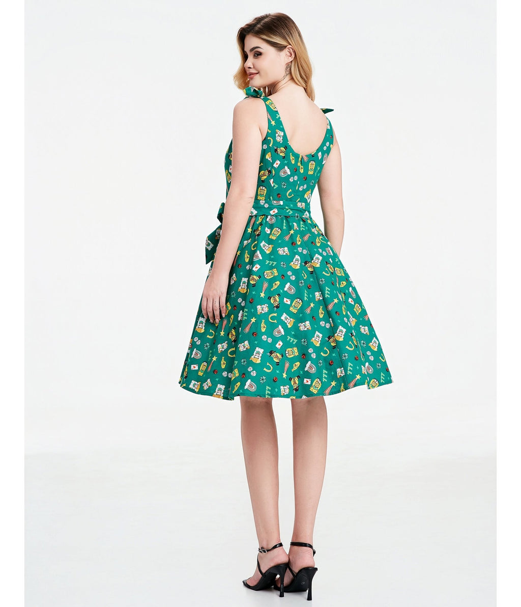 Green Purrfect Lucky Swing Dress - Unique Vintage - Womens, DRESSES, SWING