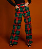 Green & Red Plaid Pants - Unique Vintage - Womens, BOTTOMS, PANTS
