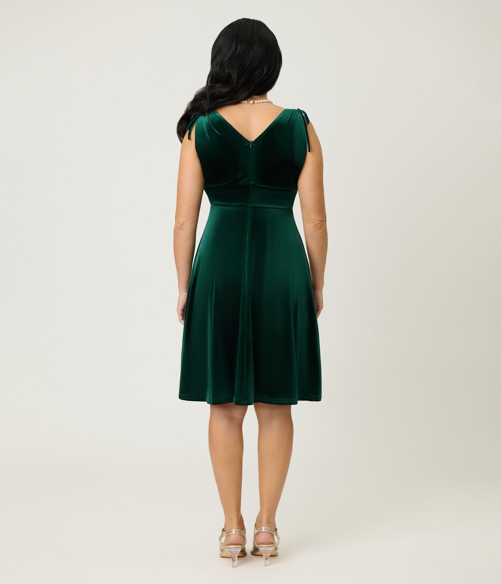 Green Velvet Sleeveless Swing Dress – Unique Vintage Green Velvet Sleeveless Swing Dress – Unique Vintage