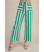 Green & White Stripe Wide Leg Pants - Unique Vintage - Womens, BOTTOMS, PANTS