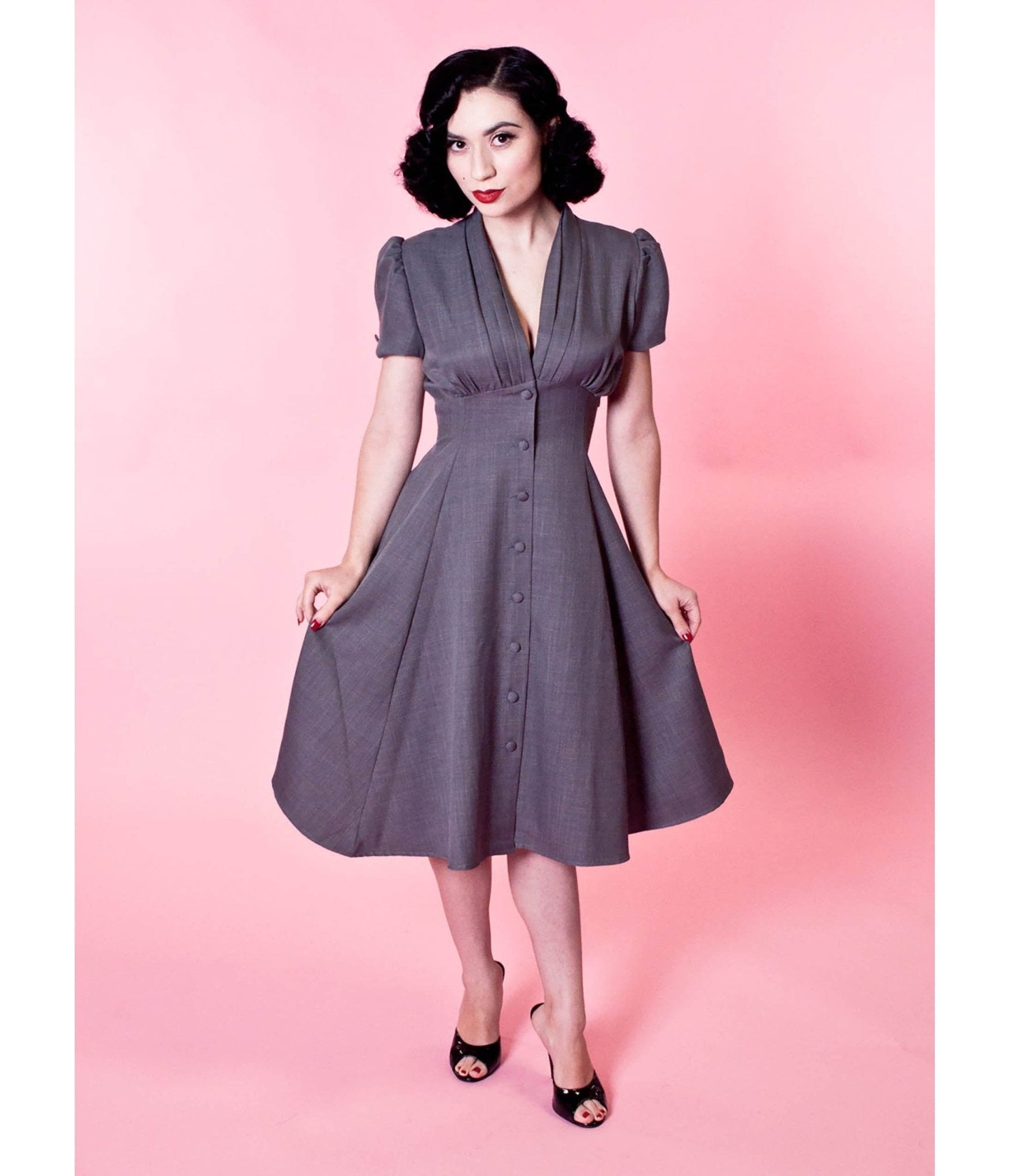 Grey Manhattan Swing Dress - Unique Vintage - Womens, DRESSES, SWING