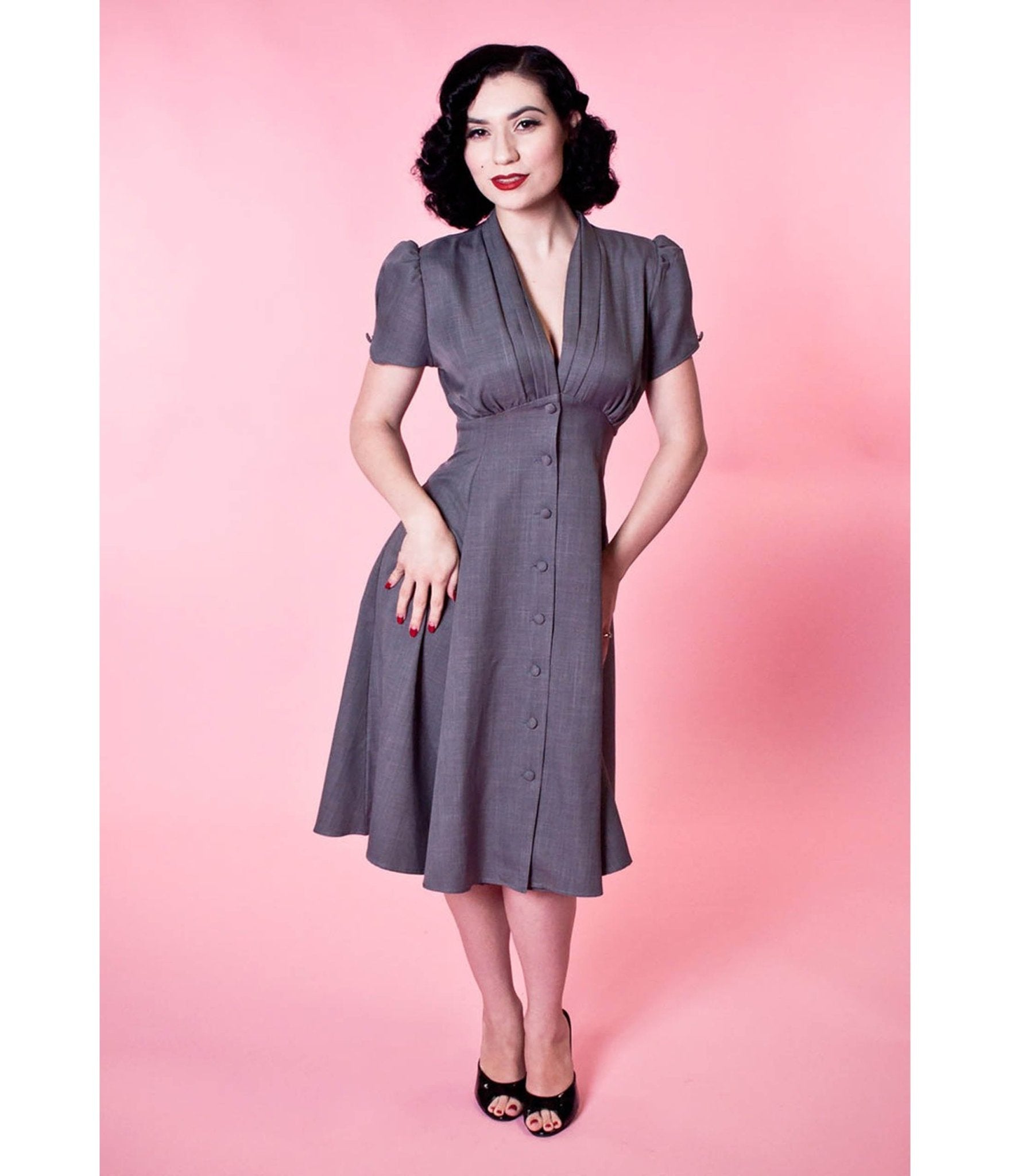 Grey Manhattan Swing Dress - Unique Vintage - Womens, DRESSES, SWING