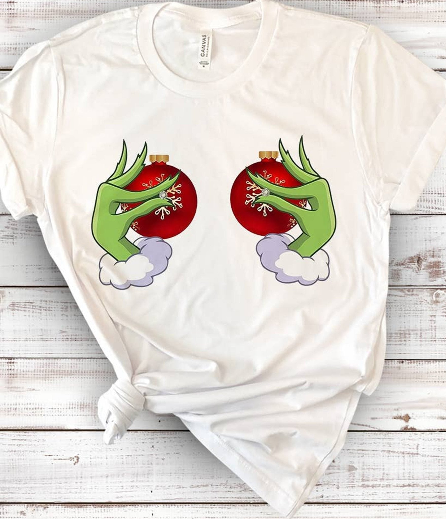 Grinch Ornament Unisex Graphic Tees - Unique Vintage - Womens, GRAPHIC TEES, TEES